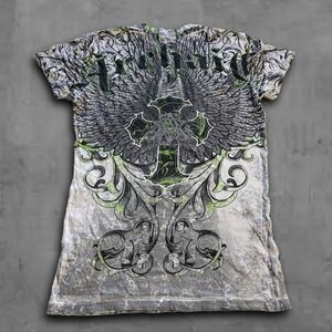 Y2K Relaxed White Archaic Affliction Grunge Raver Tee